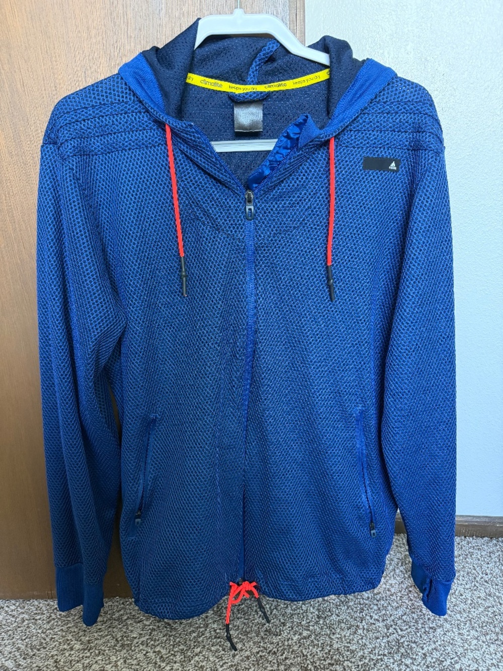 Adidas Climalite blue full-zip hooded sweatshirt